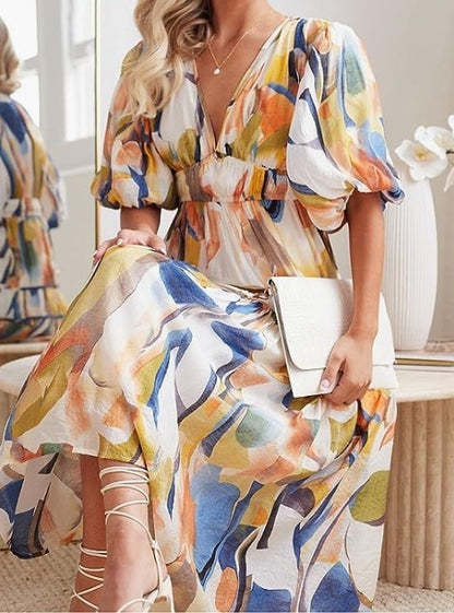 Women's Pleating Beach Flowy Dress