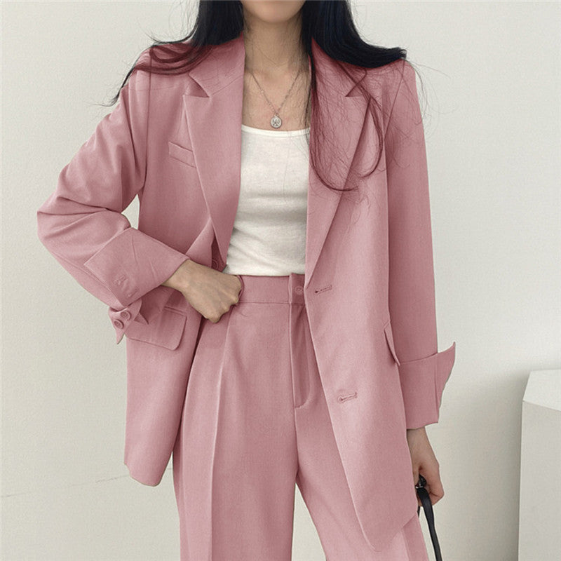 Pink Suit Jacket Spring Autumn Set Women's Design Sense Niche